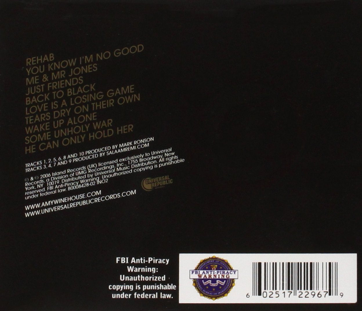 Amy Winehouse - Back to Black - CD